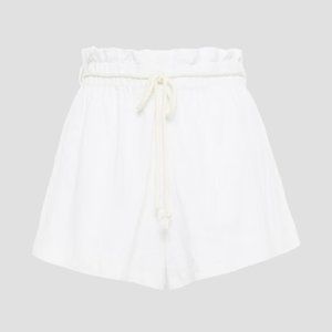 ONIA Ruffle-trimmed crinkled cotton-gauze shorts
